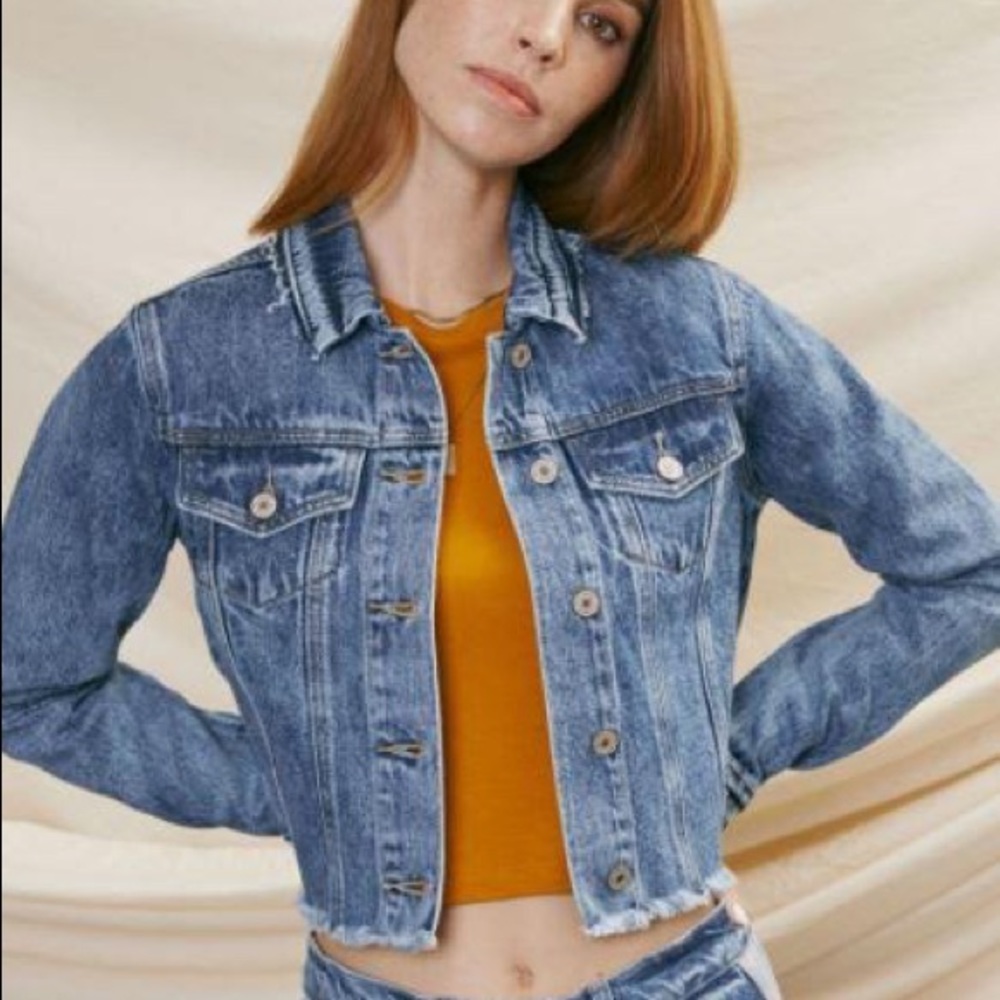 Kancan Denim Crop Hem Jacket